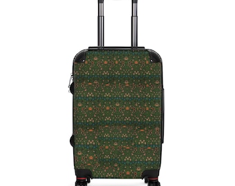 Maleta con estampado floral verde / Funda de equipaje de viaje con diseño botánico vintage
