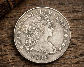 1795 Drapierte Büste Silberdollar, seltene alte US-Münzensammlung, antike amerikanische Freiheitsdrapierte Büste Dollar Silbermünzen, Sammlermünzen