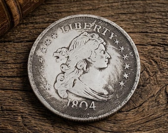 Rare 1804 Draped Bust Dollar, US Old Silver Coins for Collectors, Vintage Ancient Coins, Draped Bust Silver Dollar Collectible Coins
