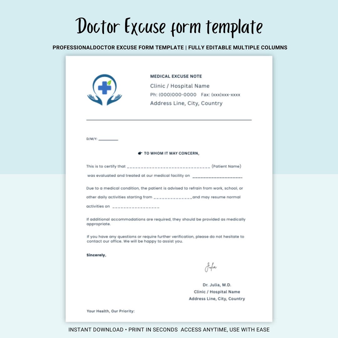 Matrix Absence Management Doctors Form.pdf Editable Medical Absence Note Template | Printable Doctor-style Form ...