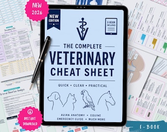 Veterinary Cheat Sheets Bundle | Vet Tech, Pharmacology, ECG, Lab Tests (E-BOOK)