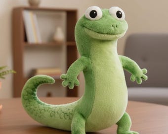 Grüne Eidechse Plüschtier, weich gefülltes Reptil, Kawaii-Tierdekor