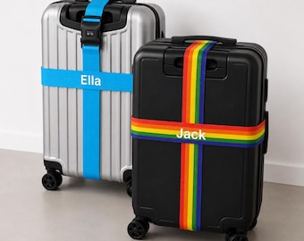 Personalized Embroidered Luggage Strap, Custom Name Cross Suitcase Belt, Adjustable Travel Bag Identifier