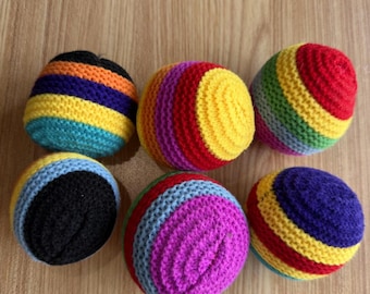 Handmade Crochet Hacky Sack | Vintage 90s Footbag, Guatemalan-Style Juggling Ball, ADHD Fidget Toy & Anxiety Stress Relief