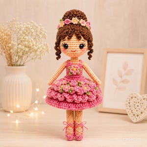 Amigurumi Crochet Ballerina Doll Pattern,  Princess Tutorial, PDF Fairy Plush Guide (10-11 Inches)
