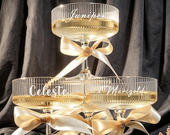 Calice da champagne personalizzato con incisione, calice da champagne regalo per damigella d'onore, bicchieri da martini personalizzati, regali di ringraziamento per damigelle d'onore, regalo di nozze