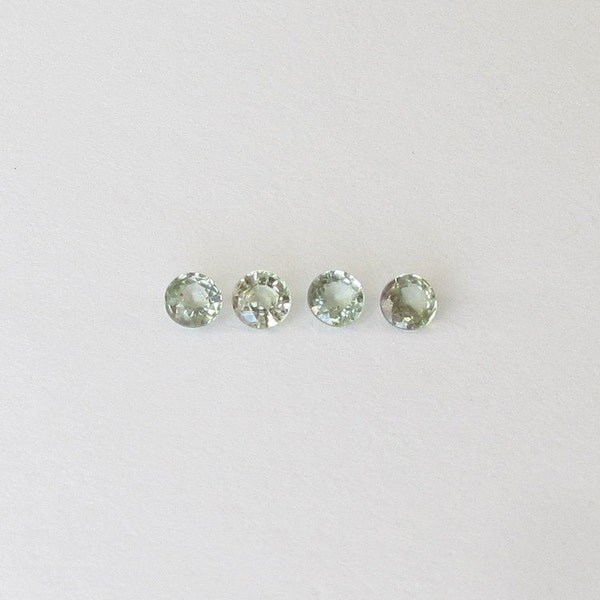 RESERVED TO TC ---- Genuine Green Sapphire, Round Cut, Lot (4) of 0.84