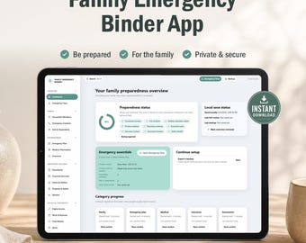 Aplicación para gestionar carpetas de emergencias familiares, planificador para casos imprevistos, organizador de emergencias, carpeta para el final de la vida, registros familiares digitales, almacenamiento local.