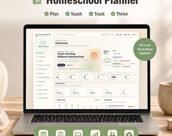 Aplicación web para planificar la educación en casa, organizador digital para la educación en casa, planificador de lecciones, control de asistencia, seguimiento de tareas y calificaciones, informes imprimibles.