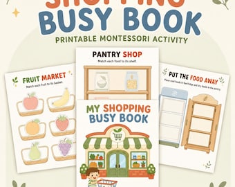 Printable Shopping Busy Book for Toddlers, Montessori Grocery Matching Activities, Preschool Pretend Play PDF