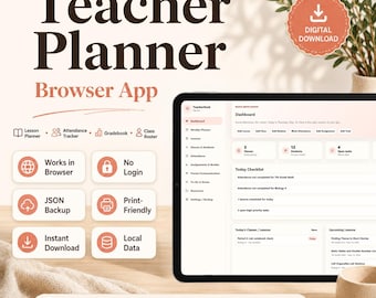 Aplicación web para planificar clases, planificador digital para profesores, planificador de lecciones, control de asistencia, registro de calificaciones, lista de alumnos, panel de control HTML