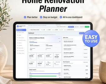 Aplicación web para planificar reformas del hogar, controlar el presupuesto de remodelación, planificar proyectos de habitaciones, registrar gastos, crear un cronograma de tareas y organizar presupuestos de contratistas.
