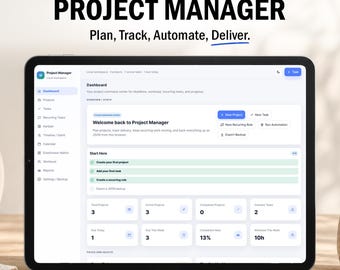 Aplicación web para gestión de proyectos, planificador de proyectos y seguimiento de tareas, automatización de tareas recurrentes, almacenamiento local / panel de control de flujo de trabajo en equipo.