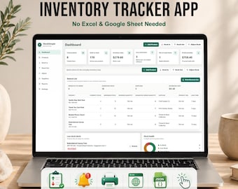 Aplicación de seguimiento de inventario para pequeñas empresas / Gestor de entradas y salidas de stock / Sistema de inventario basado en navegador / Descarga digital