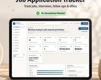Aplicación web para el seguimiento de solicitudes de empleo / Organizador de búsqueda de empleo / Seguimiento de entrevistas / Copia de seguridad JSON / Archivo HTML único
