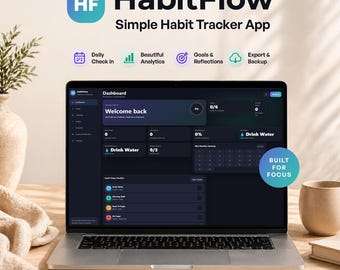 Aplicación para el seguimiento de hábitos / Planificador de rutinas diarias sencillo / Panel de control digital para el seguimiento de hábitos / Herramienta de productividad sin conexión / Aplicación para el desarrollo personal