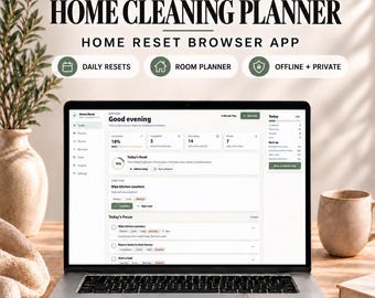 Home Cleaning Planner Browser App, Digital House Cleaning Organizer, Room Chore Planner, Cleaning Routine Tracker, Household Task Manager