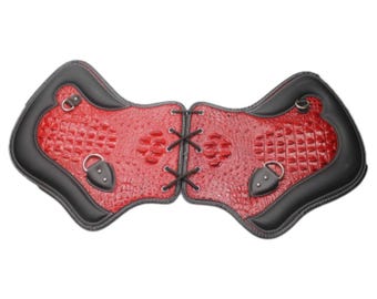 Universal Motorcycle PU Leather Saddle Heat Shield Deflectors – Red/Black