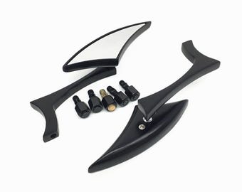Motorcycle Rearview Mirrors: Universal 8mm 10mm Blade Side View Mirrors