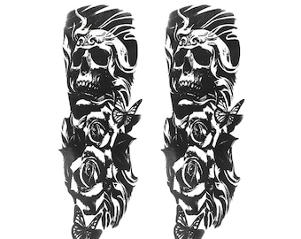 Universal Motorcycle Front Fork Skull Decals Graphic Stickers Old School Bobber Touring Dirt bike