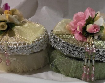 Vintage Victorian Small Trinket Oval Boxes