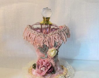 Vintage Pink Victorian Lace Perfume Bottle