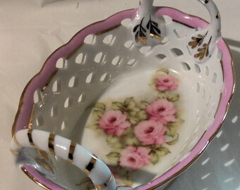 Porcelain Treasures Basket by Betty Platner Hand Decorated