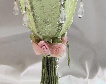 Vintage Victorian Sage Lace Candle Holder