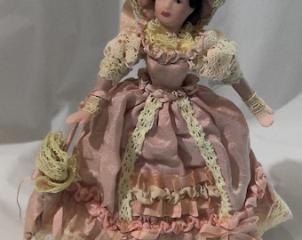 Vintage Victorian Porcelain Doll with Stand
