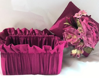 Vintage Victorian Burgandy Satin Trinket Box