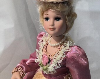 Vintage Victorian Porcelain Doll With Stand