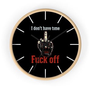 Funny Wall Clock Middle Finger, Sarcastic Office Decor, Crude Humorous Clock Black Face