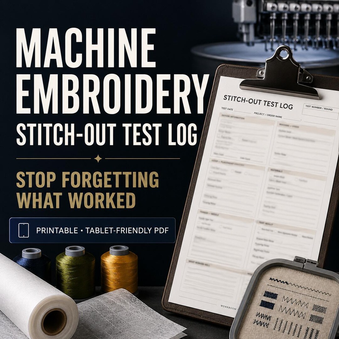 Thread Starting Log Machine Embroidery Stitch-out Test Log Printable PDF, Stabilizer ...