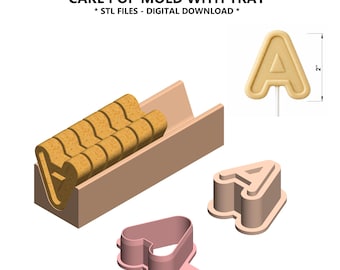 Letter A-cakevorm met blad STL – alfabetuitsteker en -plunjer – 3D-afdrukbare digitale download