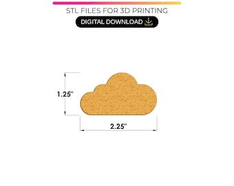 Cloud cake pop-vorm STL met blad, mes en zuiger – cakepopvorm voor 3D-printen – (digitale download)