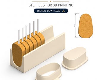 3" Tapered Cakesicle Cake Pop Mold STL with Tray, Cutter and Plunger – Cake Pop Mold for 3D Printing – (Digital Download)