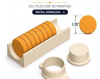 1,75" ronde cakepopvorm STL met blad, mes en zuiger – schijf cakepopvorm voor 3D-printen – (digitale download)