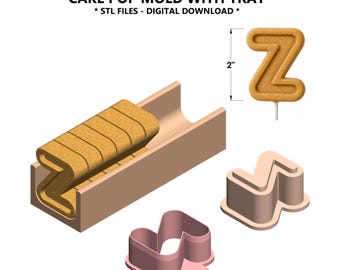 Letter Z-cakevorm met blad STL – alfabetuitsteker en -plunjer – 3D-afdrukbare digitale download