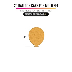 2" Balloon Cake Pop Mold STL with Tray, Cutter and Plunger – Cake Pop Mold for 3D Printing – (Digital Download)