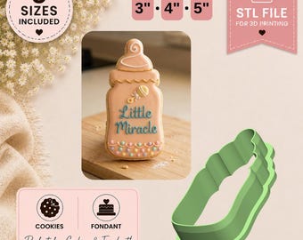 Babyfles koekjesvormer STL, babydouche koekjesvormer, 3D-afdrukbare koekjesvormer, fondantvorm, instant download STL-bestand