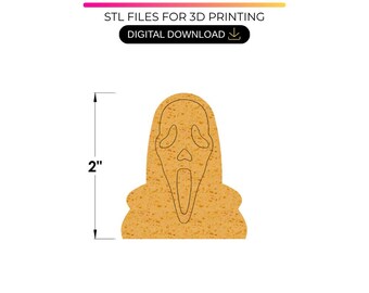 Scream Cake Pop-vorm STL met bakje, uitsteker en stamper – Halloween cake pop-vorm voor 3D-printen – (digitale download)