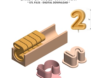 Cakepopvorm nummer 2 met blad STL – 2e verjaardag cakepop uitsteker en plunjer – 3D-afdrukbare digitale download