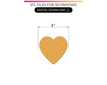 2" hart cakepopvorm STL met blad, mes en zuiger – cakepopvorm voor 3D-printen – (digitale download)