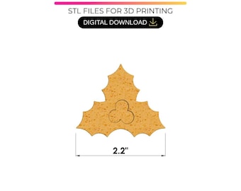 Holly Berry Cake Pop-vorm STL met bakje, uitsteker en stamper – Kerstcakepop-vorm voor 3D-printen – (Digitale download)