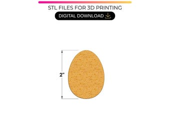 2" eiercakevorm STL met blad, mes en zuiger – cakepopvorm voor 3D-printen – (digitale download)