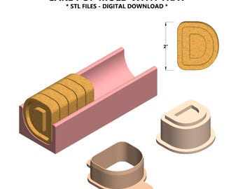 Cakepopvorm met letter D en bakje (STL-bestand) – Alfabetuitsteker en -uitsteker – 3D-printbare digitale download