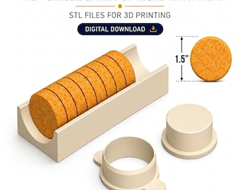 1,5" ronde cakepopvorm STL met blad, mes en zuiger – ronde cakepopvorm voor 3D-printen – (digitale download)
