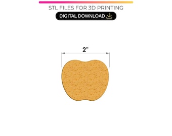 2" appeltaartvorm STL met blad, mes en zuiger – cakepopvorm voor 3D-printen – (digitale download)