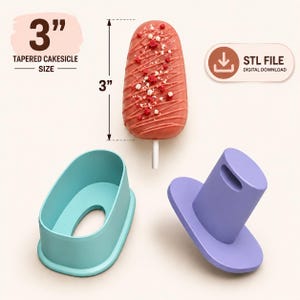 7,5 cm avsmalnande Cakesicle Cake Pop Cutter med kolv STL-fil – 3D-utskrivbar STL (digital nedladdning) bild 1