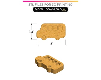 Schoolbus cakepopvorm STL met bakje, uitsteker en stamper – Cakepopvorm voor 3D-printen – (Digitale download)